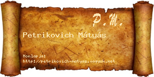 Petrikovich Mátyás névjegykártya
